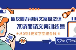 朋友圈不刷屏文案心法课：不销而销文案训练营