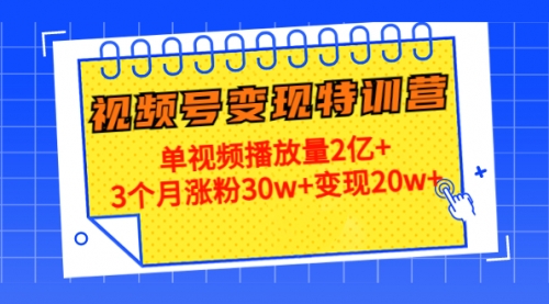 20天视频号变现特训营:单视频播放量2亿+3个月涨粉 20天视频号变现特训营:单视频播放量2亿+3个月涨粉