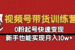 视频号带货训练营：快速变现，新手也能实现月入10w+
