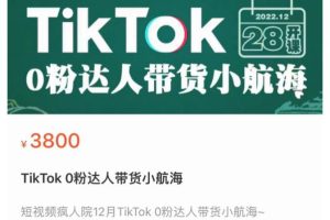 短视频TikTok 0粉带货：快速带货变现、打爆流量玩法、无货源玩法！