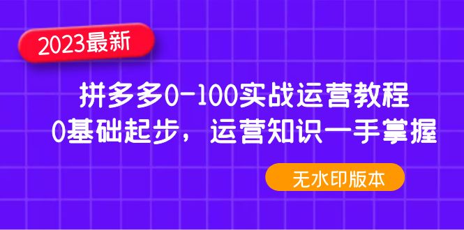 2023拼多多0-100实战运营教程,0基础起步,运营知识一手掌握(无水印) 2023拼多多0-100实战运营教程,0基础起步,运营知识一手掌握(无水印)