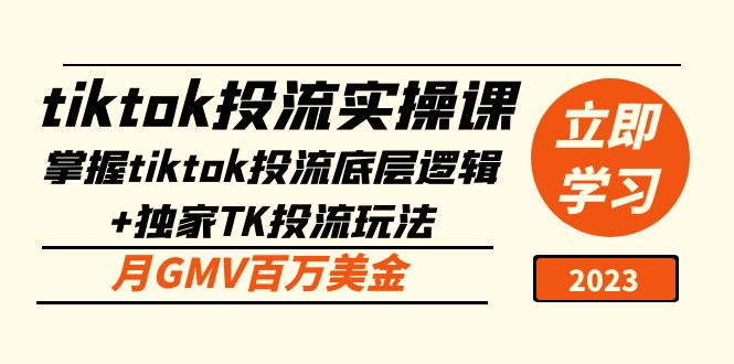 （1969期）tiktok投流实操课：掌握tiktok投流底层逻辑+独家TK投流玩法 月GMV百万美金