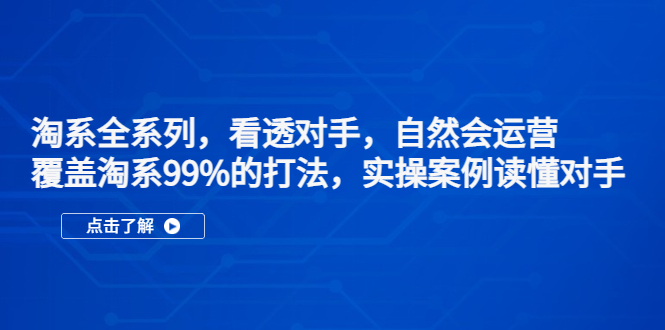 （2107期）淘系全系列，看透对手，自然会运营，覆盖淘系99%·打法，实操案例读懂对手