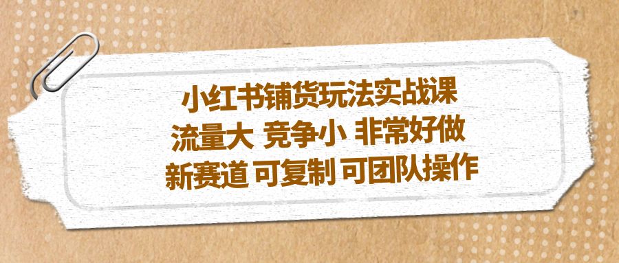 （2156期）小红书铺货玩法实战课，流量大 竞争小 非常好做 新赛道 可复制 可团队操作