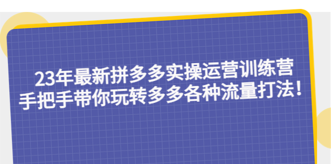 (2265期)23年最新拼多多实操运营训练营:手把手带你玩转多多各种流量打法! (2265期)23年最新拼多多实操运营训练营:手把手带你玩转多多各种流量打法!