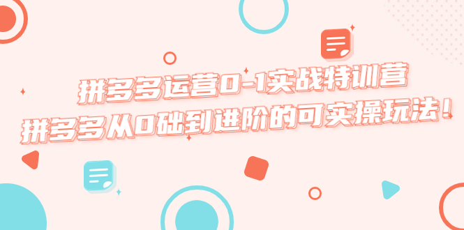 （2329期）拼多多运营0-1实战特训营，拼多多从0础到进阶的可实操玩法！