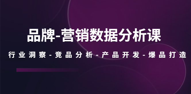 （2368期）品牌-营销数据分析课，行业洞察-竞品分析-产品开发-爆品打造