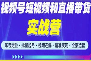 （2354期）2023微信视频号引流+变现训练营：手把手带你玩转视频号短视频和直播运营!