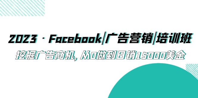 (2387期)2023·Facebook|广告营销|培训班,挖掘广告商机,从0做到日销15000美金 (2387期)2023·Facebook|广告营销|培训班,挖掘广告商机,从0做到日销15000美金