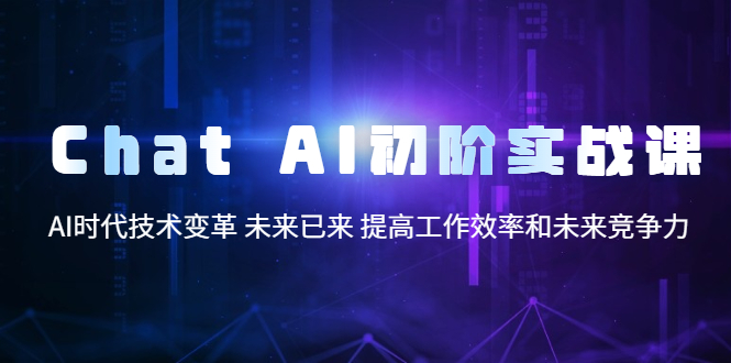 （2415期）Chat AI初阶实战课，AI时代技术变革 未来已来 提高工作效率和未来竞争力