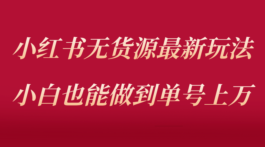 （2447期）小红书无货源最新螺旋起号玩法，电商小白也能做到单号上万（收费3980）