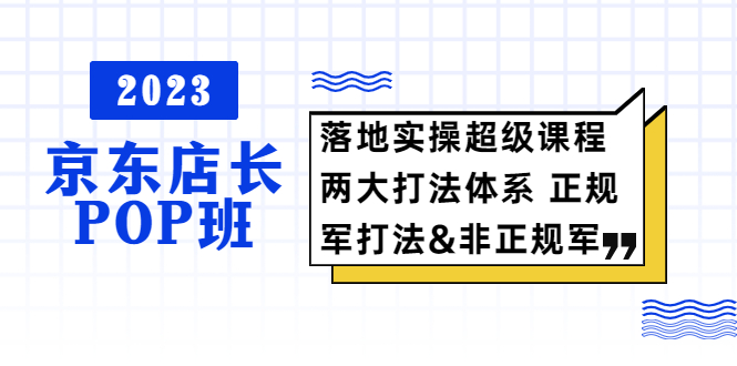 (2498期)2023京东店长·POP班 落地实操超级课程 两大打法体系 正规军&非正规军 (2498期)2023京东店长·POP班 落地实操超级课程 两大打法体系 正规军&非正规军