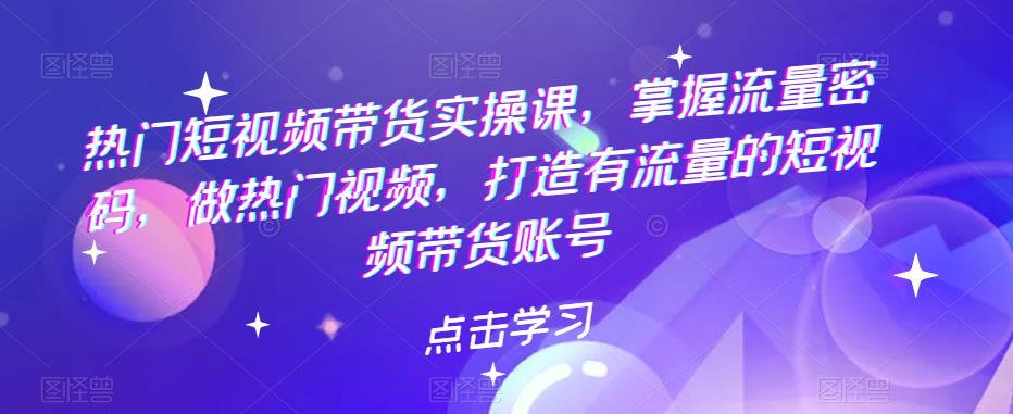 （2567期）热门短视频带货实战 掌握流量密码 做热门视频 打造有流量的短视频带货账号